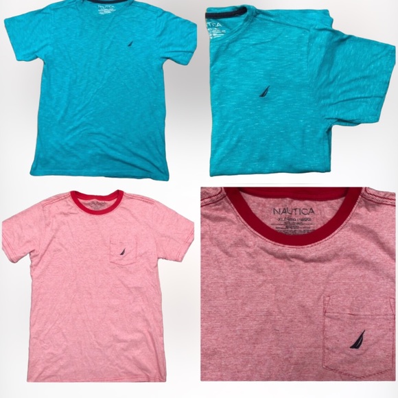Set of 2 Nautica Boys SZ XL(18-20)Short Sleeve Crewneck J-class logo on chest - Picture 2 of 7